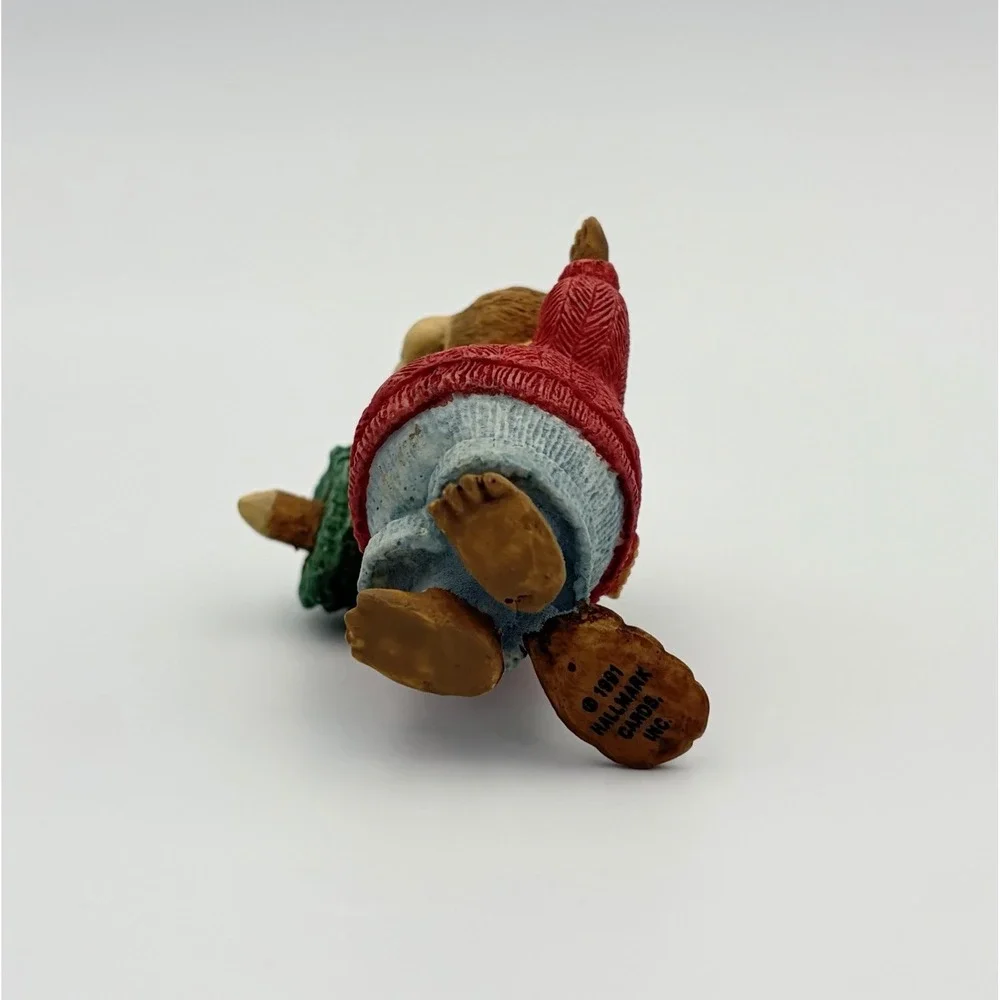 1991 Hallmark Keepsake Ornament Tender Touches Yule Logger Beaver QX496-7 VTG